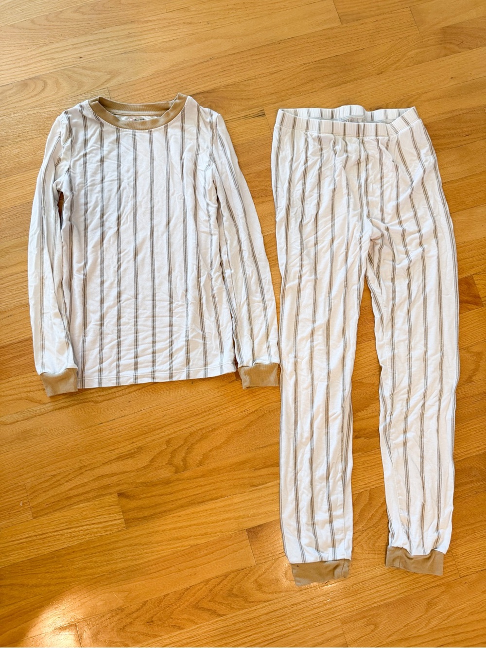 Kids Striped Pajama Set - Cream and Brown Pat Pat modal cotton 10
